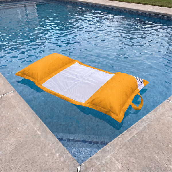 Puf Flotante para Piscina XXL 170x90 Amarillo Miel - Colchoneta de Hamaca con Perlas (Confort Adulto)
