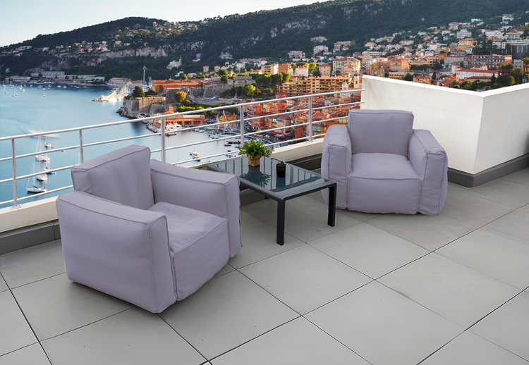 Canapé salon de jardin modulable 90x75x65cm Gris galet - Deco-arts.fr