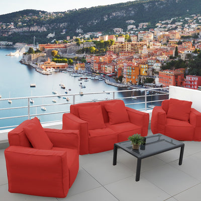 Coussin pour fauteuil de jardin modulable 90x75 cm en tissu Olefin terracotta avec cœur gonflable et pompe incluse.