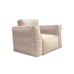 Coussin modulable beige pour fauteuils et canapés de jardin, tissu Olefin, avec cœur gonflable et pompe incluse.