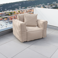 Fauteuil Modulable de Jardin 90x75 Beige - Tissu Olefin & Cœur Gonflable (Pompe Incluse)