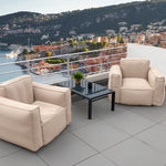 Coussin modulable de jardin beige pour fauteuils avec tissu Olefin et cœur gonflable, pompe incluse, pour mobilier extérieur.