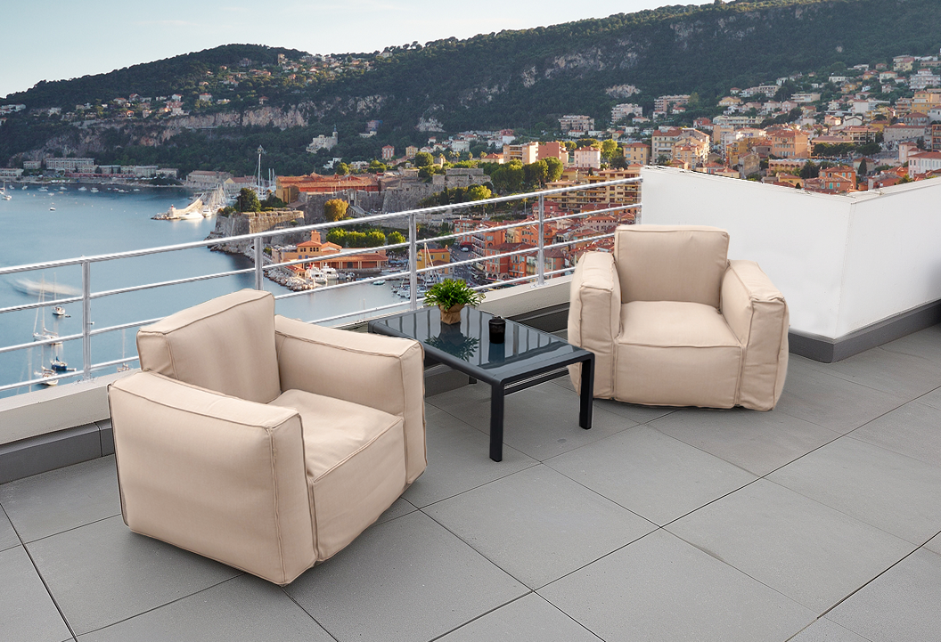 Canapé salon de jardin modulable 90x75x65cm Beige - Deco-arts.fr