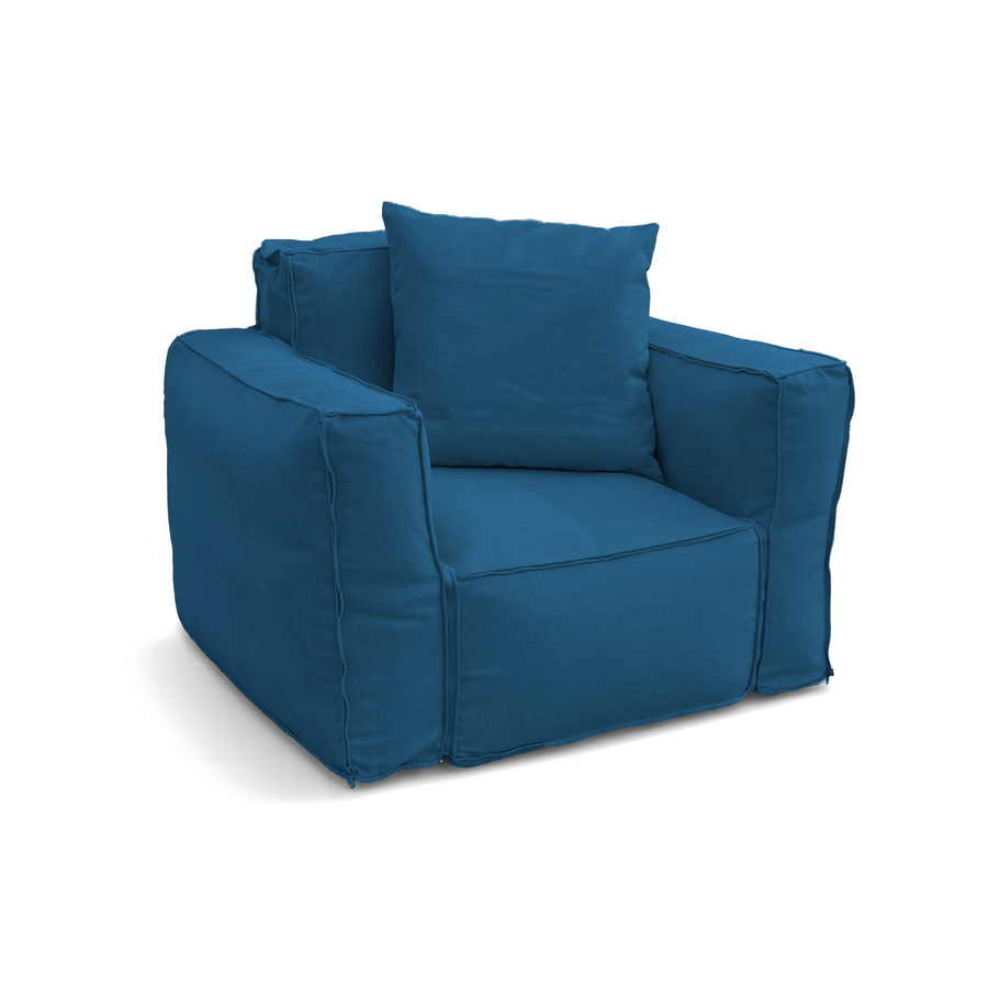 Sillón Modular de Jardín 90x75 Azul Petróleo con su cojín decorativo 50x50