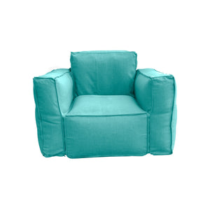 Sillón Modular de Jardín 90x75 Azul Caribe - Tejido Olefina & Núcleo Hinchable (Bomba Incluida)