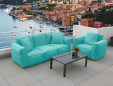 Canapé salon de jardin modulable 90x75x65cm Bleu caraïbes - Deco-arts.fr