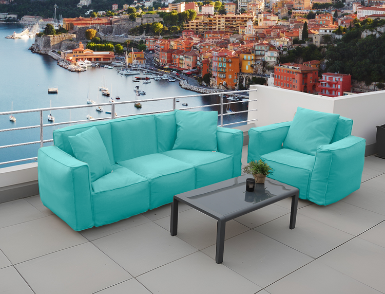 Canapé salon de jardin modulable 90x75x65cm Bleu caraïbes - Deco-arts.fr