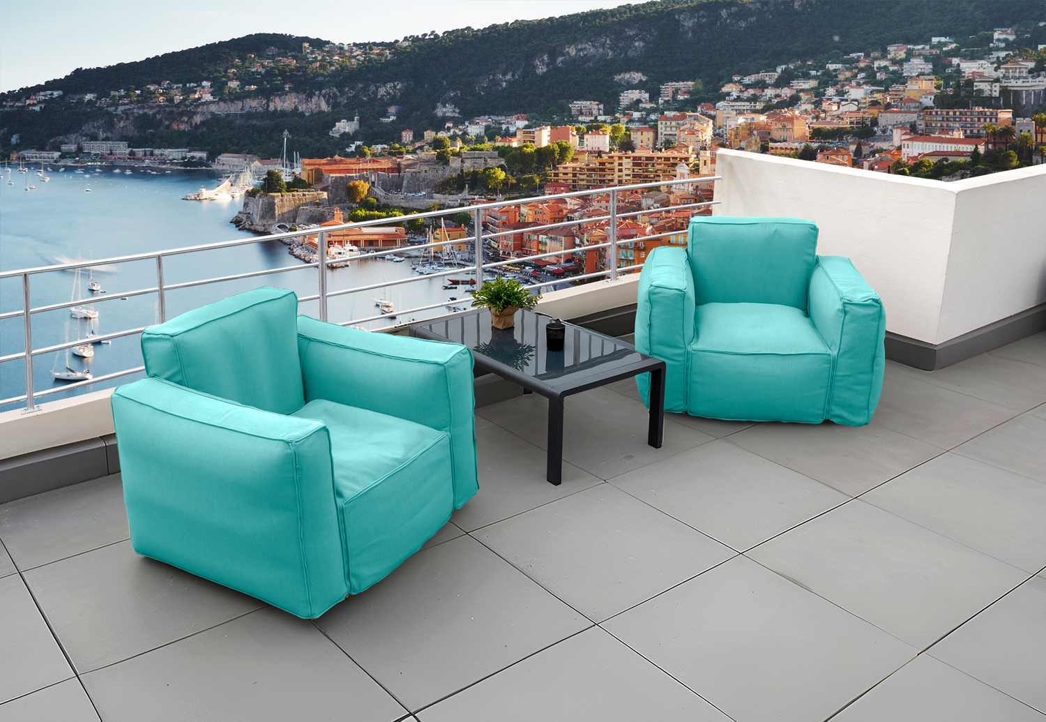 Canapé salon de jardin modulable 90x75x65cm Bleu caraïbes - Deco-arts.fr