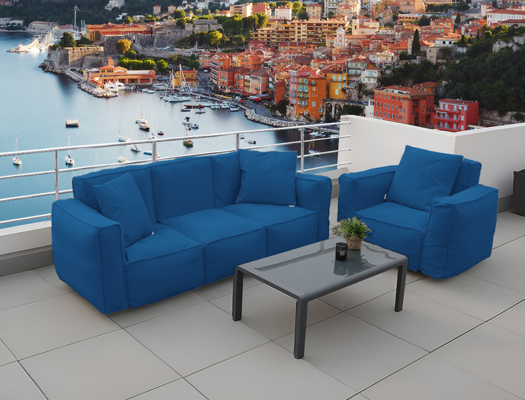 Canapé salon de jardin modulable 90x75x65cm Bleu pétrole - Deco-arts.fr
