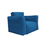 Coussin modulable pour fauteuil de jardin en tissu Olefin bleu pétrole avec cœur gonflable et pompe incluse.