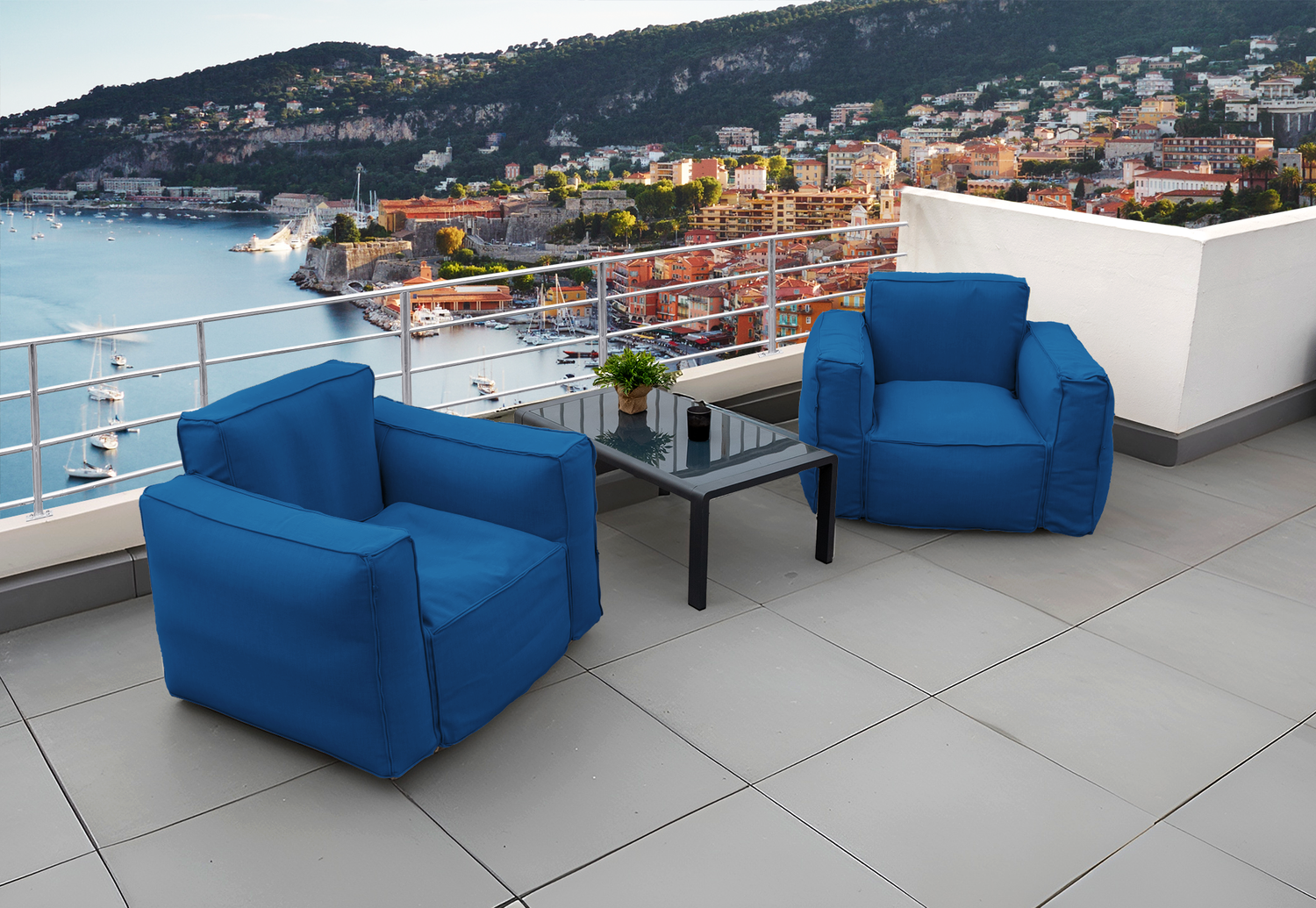 Canapé salon de jardin modulable 90x75x65cm Bleu pétrole - Deco-arts.fr