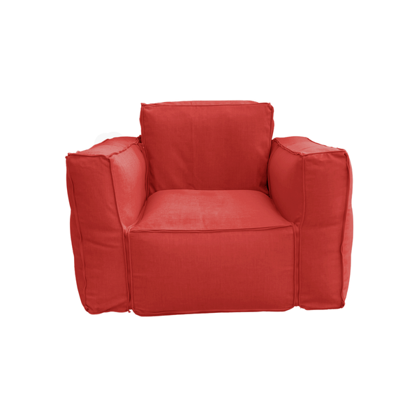 Coussin pour fauteuil de jardin modulable 90x75 cm en tissu Olefin, couleur terracotta, avec cœur gonflable et pompe incluse.