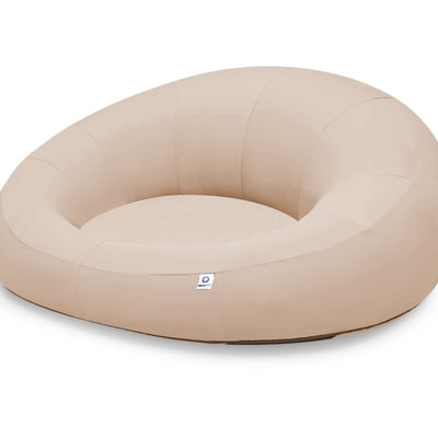 Pouf extérieur flottant pour piscine beige en tissu Olefin, dimensions 140x120 cm, avec pompe incluse.
