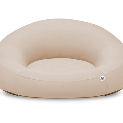 Pouf extérieur beige flottant pour piscine, XXL 140x120 cm, tissu Olefin, avec pompe, par Deco-arts.fr