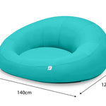 Pouf extérieur flottant pour piscine en tissu Olefin bleu Caraïbes, dimensions 140x120 cm avec pompe incluse.
