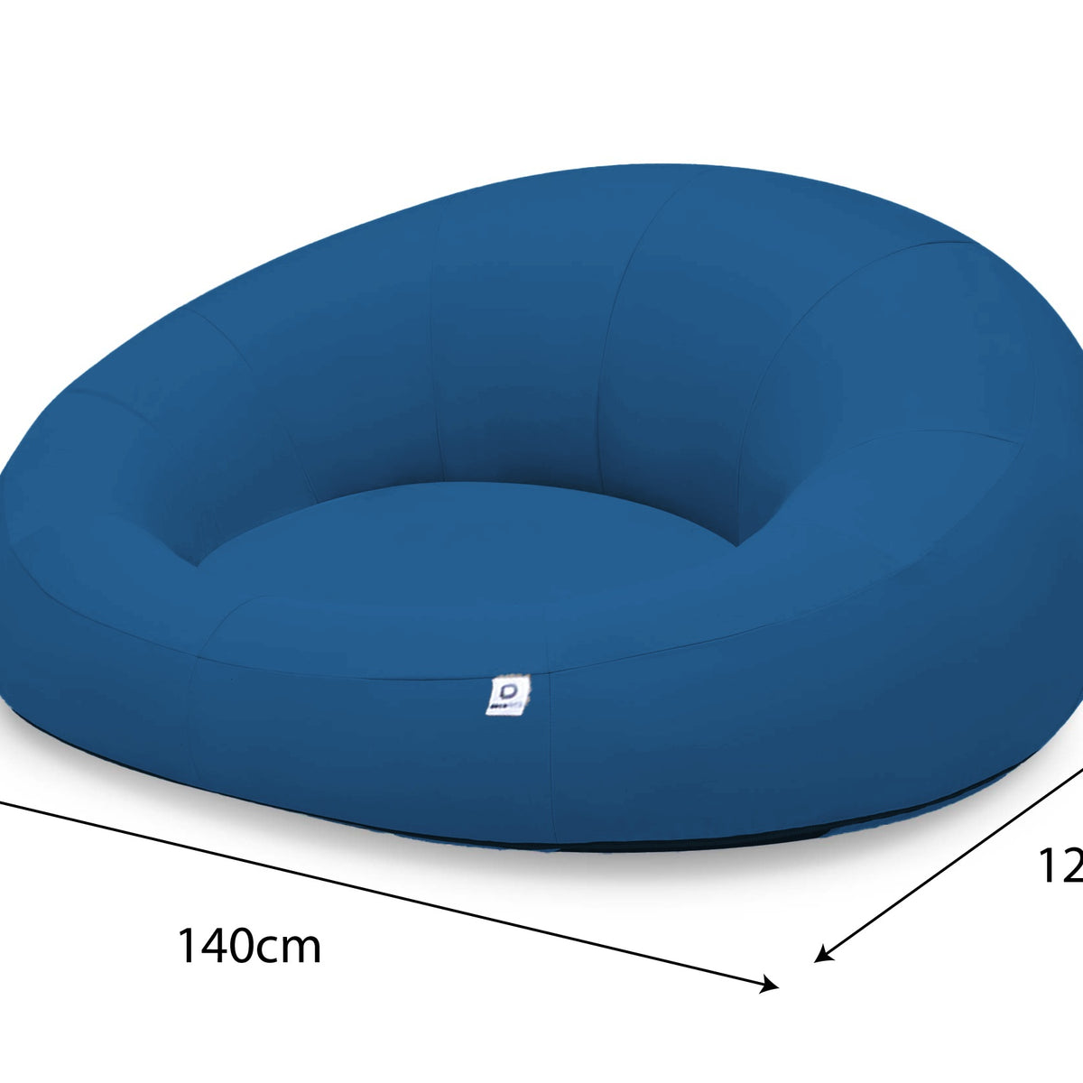 Sillón Flotante para Piscina XXL 140x120 Azul Petróleo - Tejido Olefina (Bomba Incluida) – esquema con medidas