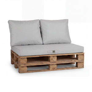 Kit de Cojines para Palé con Funda Extraíble 120x80 Gris Guijarro - Impermeable & Extérieur (1 Asiento + 2 Respaldos)