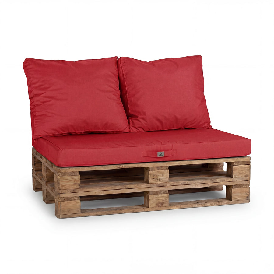 Kit de Cojines para Palé con Funda Extraíble 120x80 Rojo Pimiento, funda desenfundable