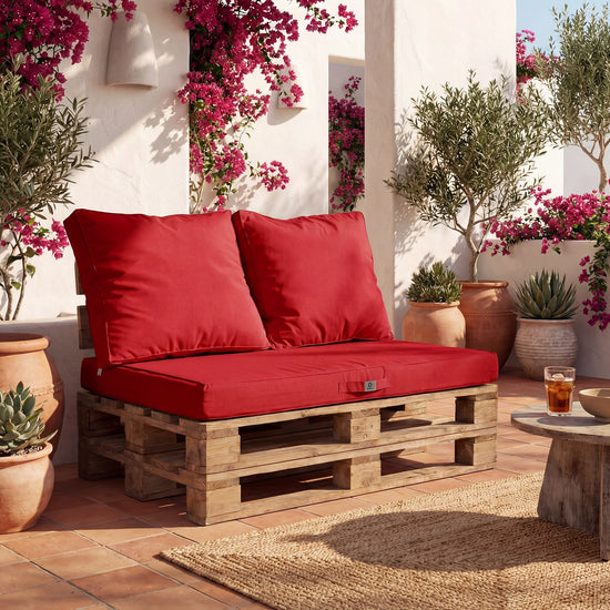 Kit Coussins Palette Déhoussable 120x80 Rouge Piment - vue principale