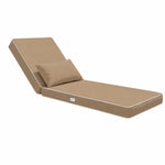 Colchoneta Premium para Tumbona 190x60 Moca - Grueso 10cm & Reposacabezas (Funda Extraíble)