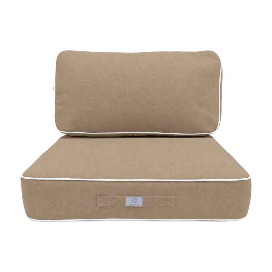 Ensemble Coussins Premium 50x50 Moka, garnissage en mousse haute densité
