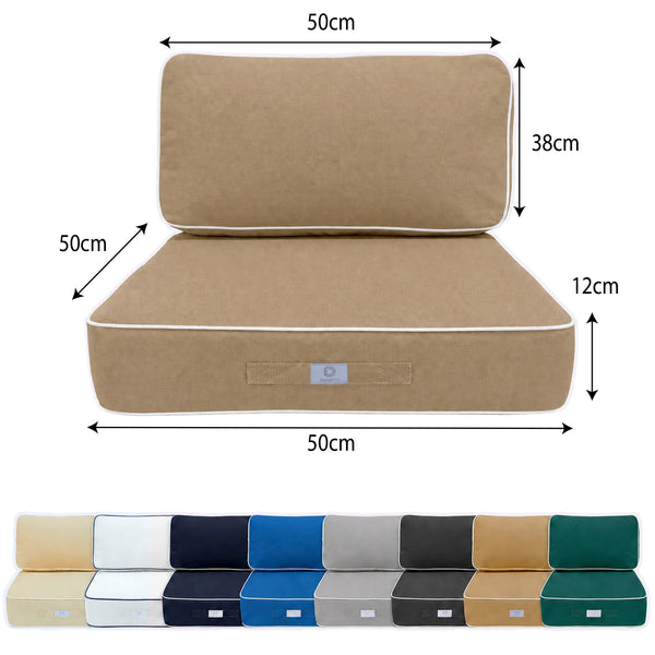 Ensemble Coussins Premium 50x50 Moka - Épais 12cm & Finition Passepoil