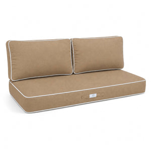 Ensemble Coussins Premium 120x60 Moka - 1 Assise + 2 Dossiers (Épais 12cm & Passepoil)
