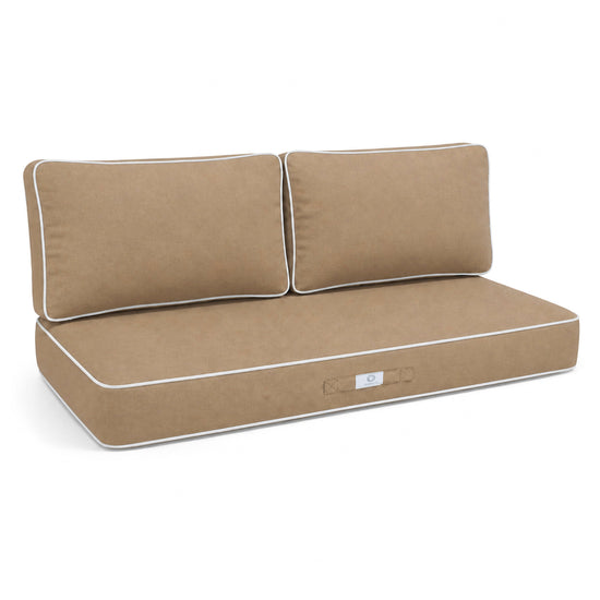 Ensemble Coussins Premium 100x50 Moka - 1 Assise + 2 Dossiers (Épais 12cm & Passepoil)