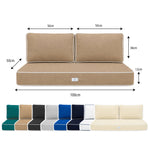 Ensemble Coussins Premium 100x50 Moka - 1 Assise + 2 Dossiers (Épais 12cm & Passepoil)