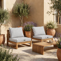 Conjunto de Cojines para Salón de Jardín 50x50 Rayas Gris Claro - Premium 270g (Asiento + Respaldo)