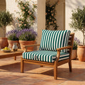 Conjunto de Cojines para Salón de Jardín 60x60 Rayas Verde - Premium 270g (Asiento + Respaldo)