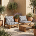 Conjunto de Cojines para Salón de Jardín 50x50 Rayas Gris Oscuro - Premium 270g (Asiento + Respaldo)