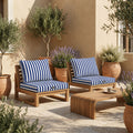Conjunto de Cojines para Salón de Jardín 50x50 Rayas Azul Marino - Premium 270g (Asiento + Respaldo)
