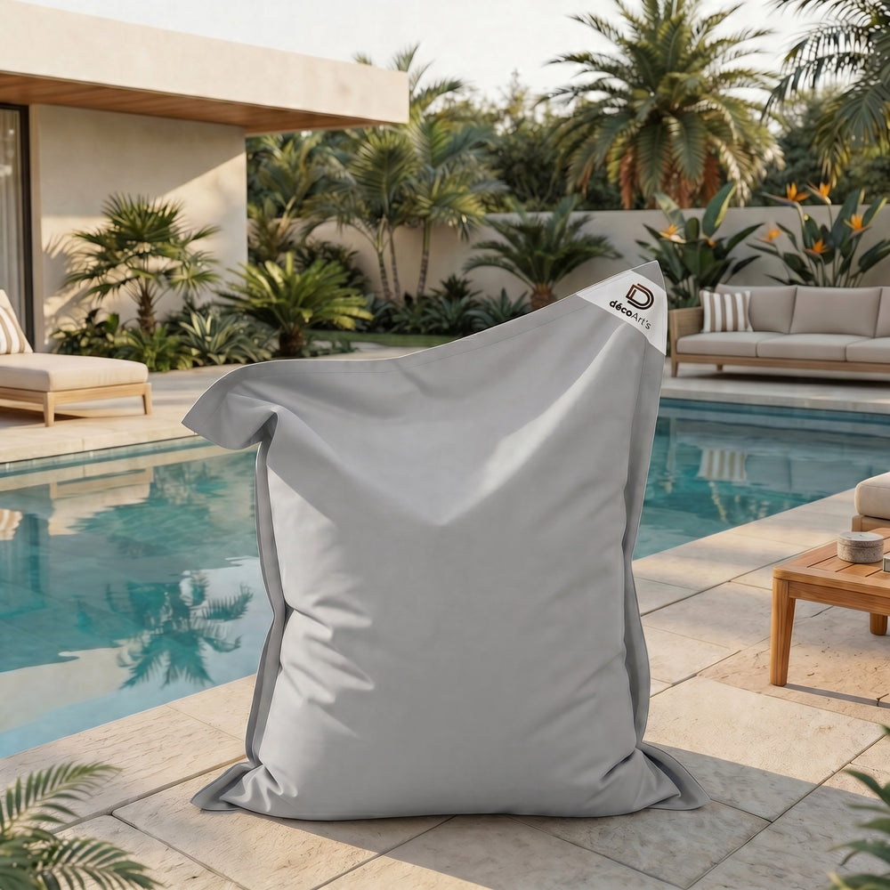 Puf Gigante XXL 180x140 Gris Guijarro, tejido de poliéster