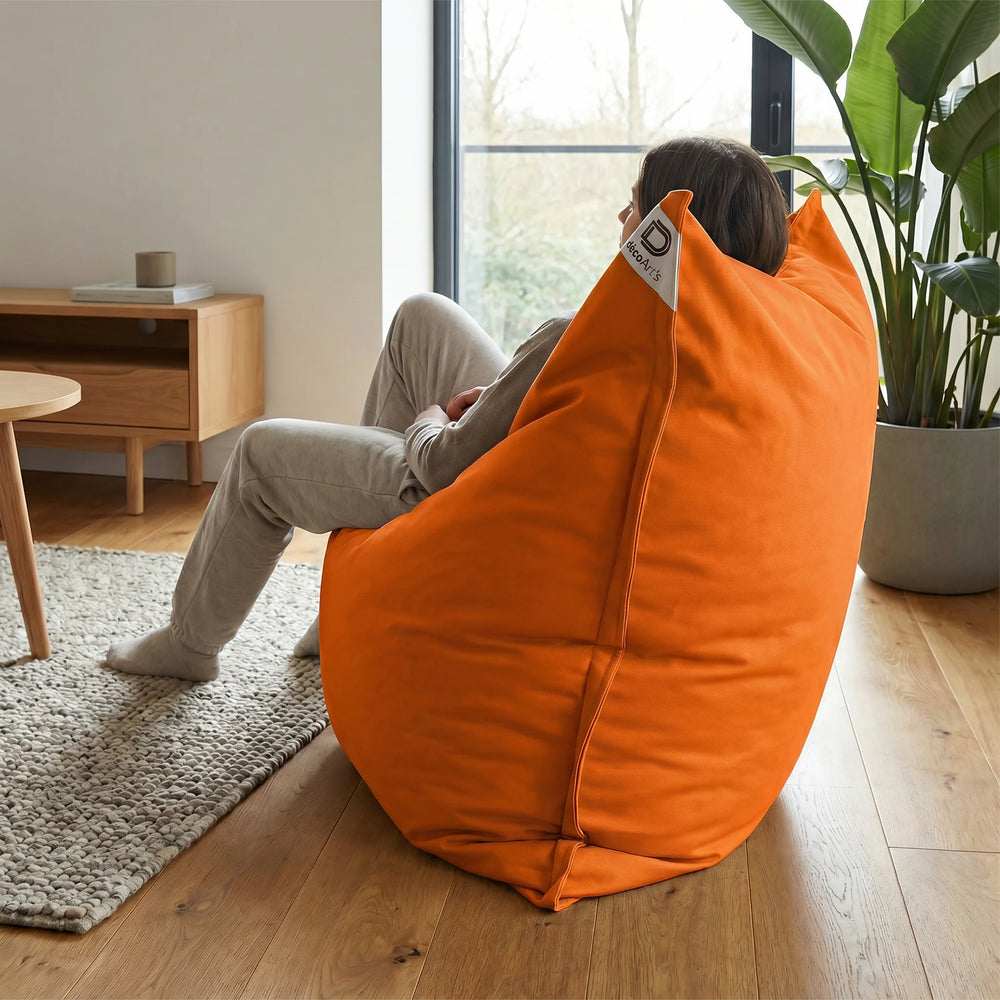 Puf Gigante XXL 180x140 Naranja, tejido anti-UV