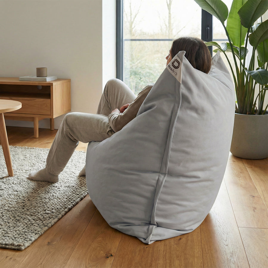 Funda de Puf Gigante XXL 180x140 Gris Guijarro, tejido de poliéster