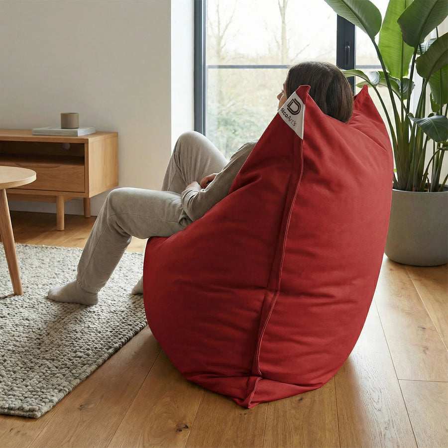 Puf Gigante XXL 180x140 Rojo Pimiento, tejido anti-UV