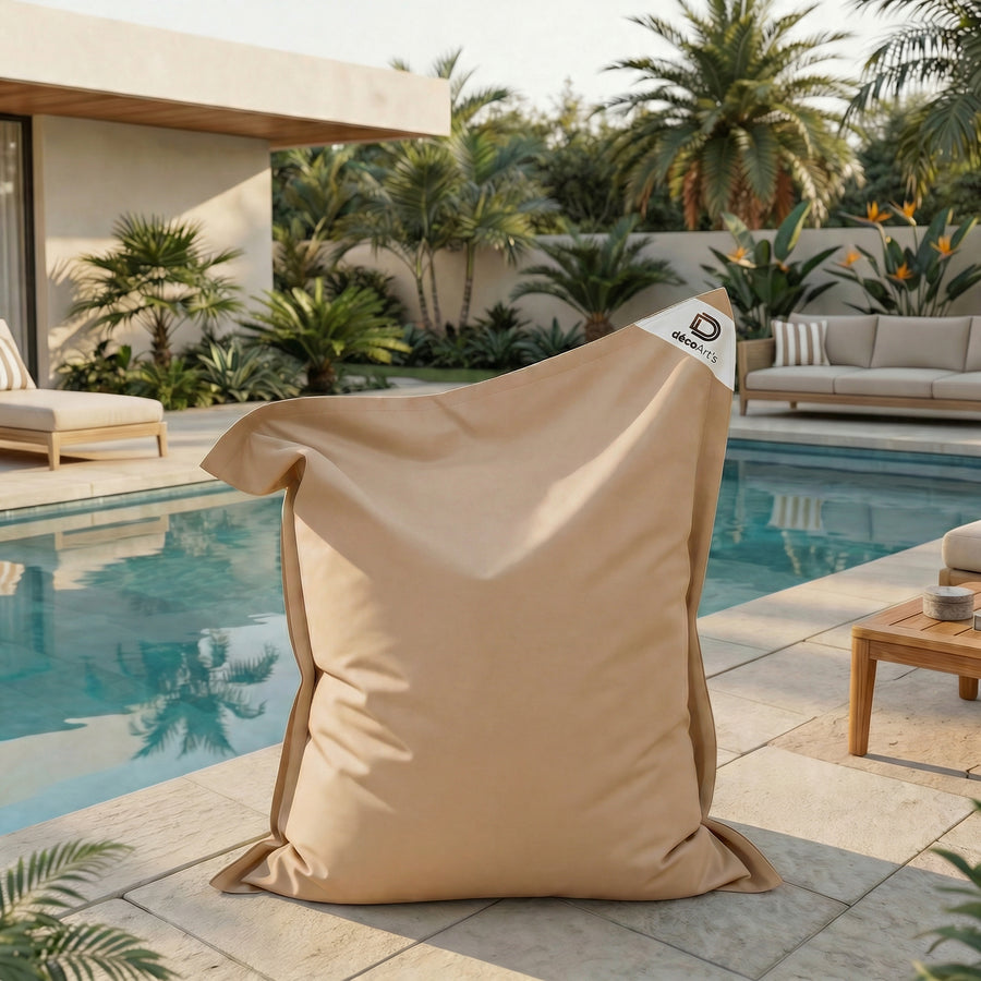 Puf Gigante XXL 180x140 Beige, tejido de poliéster