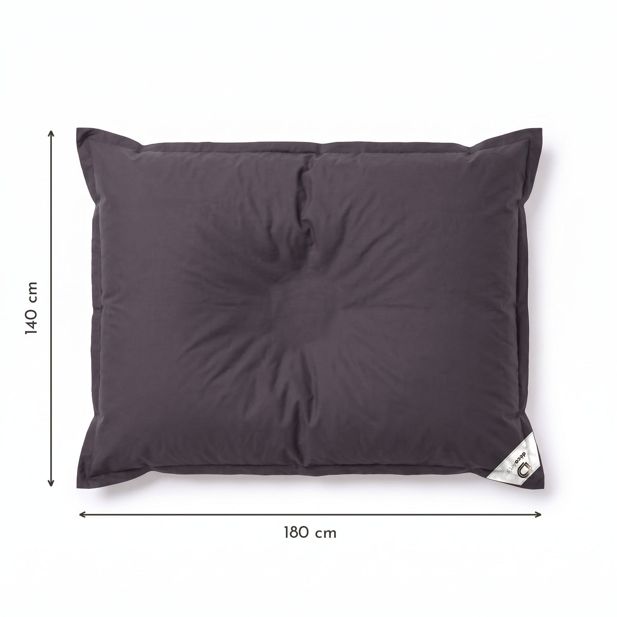 Puf Gigante Flotante 180x140 Gris Carbón - Piscina & XXL (Perlas) – esquema con medidas