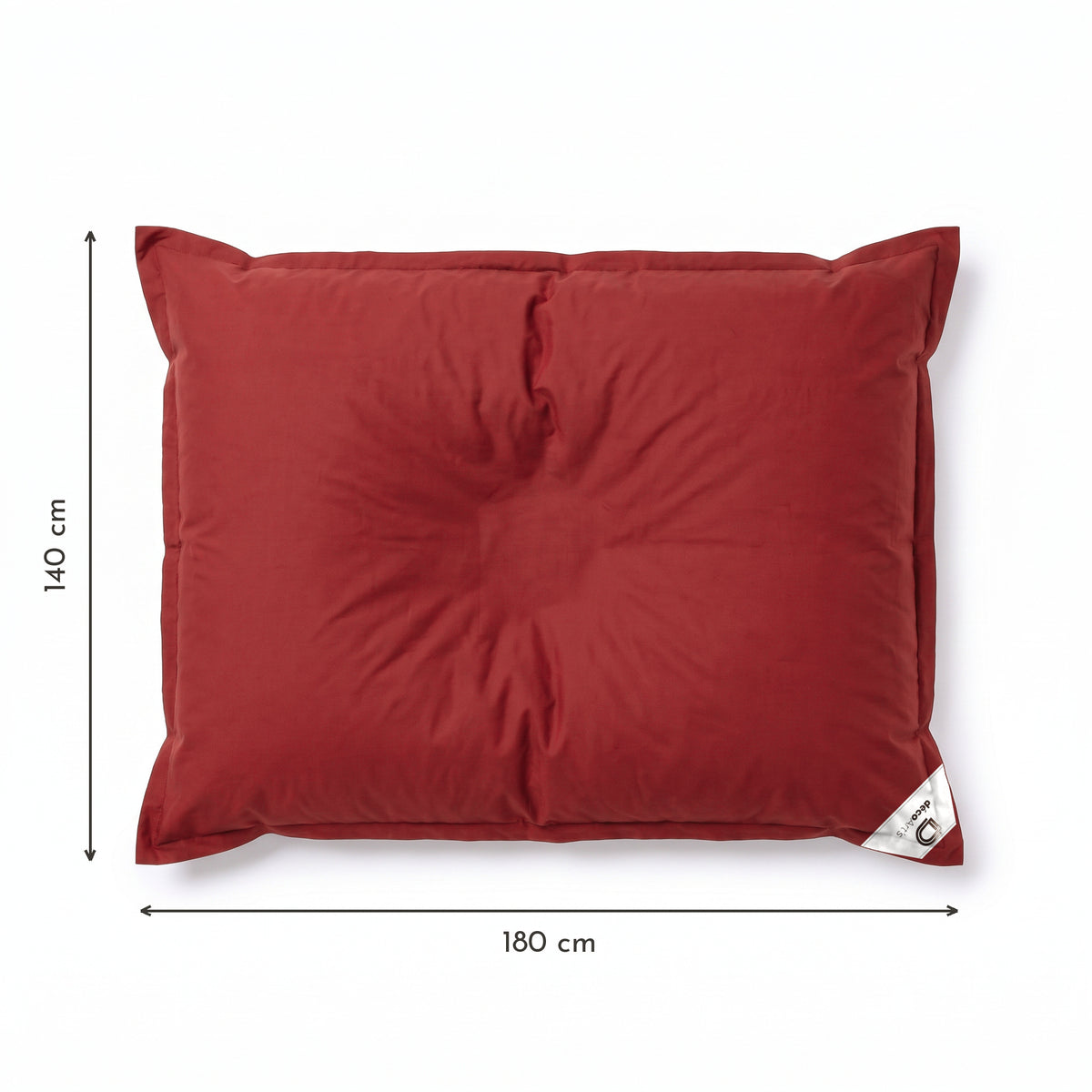 Puf Gigante Flotante 180x140 Rojo Pimiento - Piscina & XXL (Perlas) – esquema con medidas