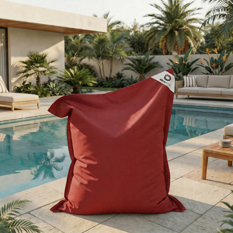 Puf Gigante XXL 180x140 Rojo Pimiento, tejido de poliéster