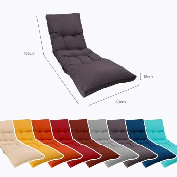 Matelas Bain de Soleil 185x60 Gris Carbone - Épais 12cm & Imperméable