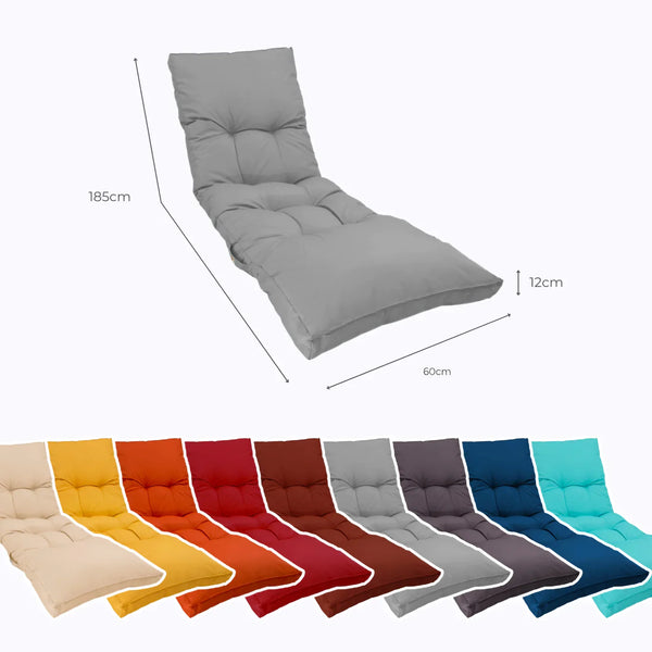 Colchoneta para Tumbona 185x55 Gris Guijarro - Grueso 12cm & Impermeable