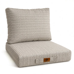 Ensemble Coussins Salon Jardin 60x60 Beige Chiné Noir - Assise + Dossier (Premium 270g)