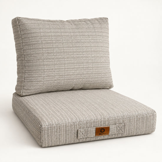 Ensemble Coussins Salon Jardin 60x60 Beige Chiné Noir - Assise + Dossier (Premium 270g)