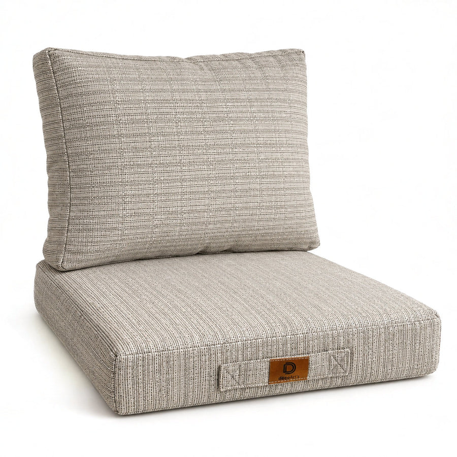 Ensemble Coussins Salon Jardin 60x60 Beige Chiné Noir - Assise + Dossier (Premium 270g)