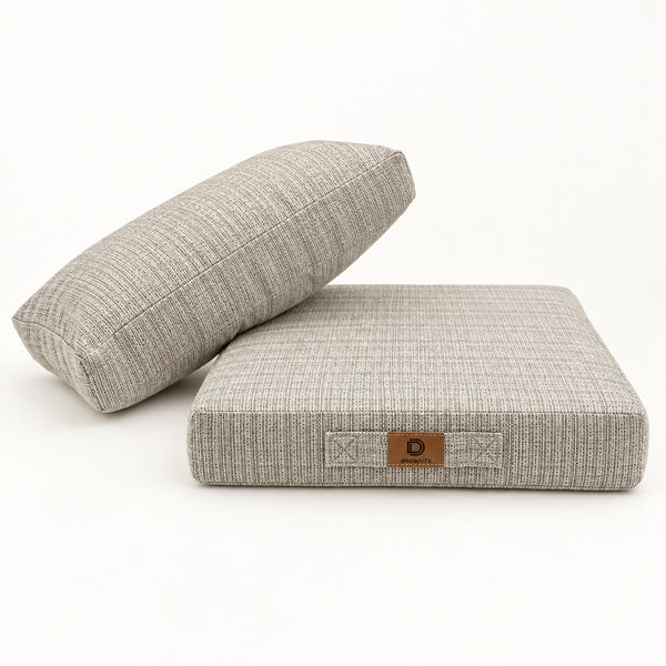 Ensemble Coussins Salon Jardin 60x60 Beige Chiné Noir - Assise + Dossier (Premium 270g)