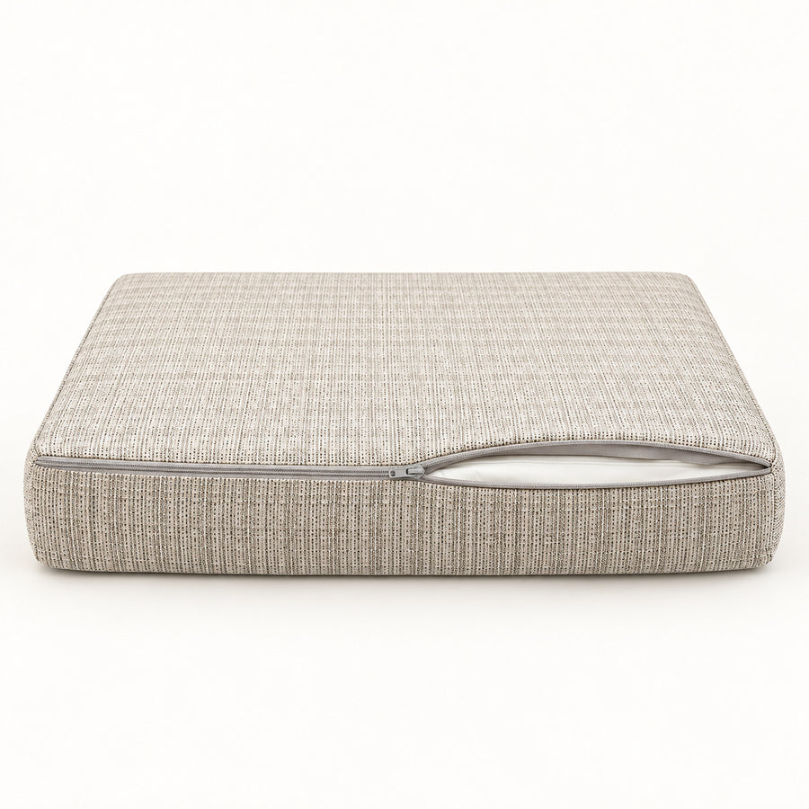 Ensemble Coussins Salon Jardin 60x60 Beige Chiné Noir - Assise + Dossier (Premium 270g)
