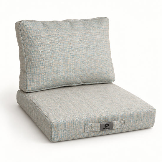 Ensemble Coussins Salon Jardin 60x60 Beige Chiné Turquoise - Assise + Dossier (Premium 270g)