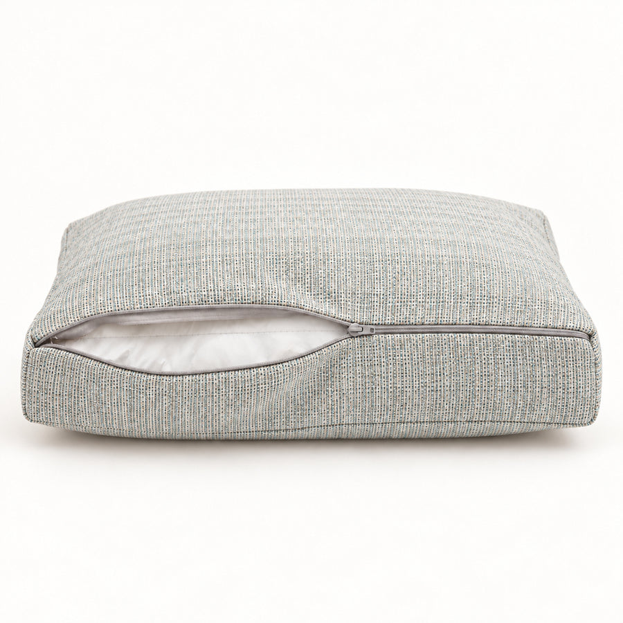 Ensemble Coussins Salon Jardin 60x60 Beige Chiné Turquoise - Assise + Dossier (Premium 270g)